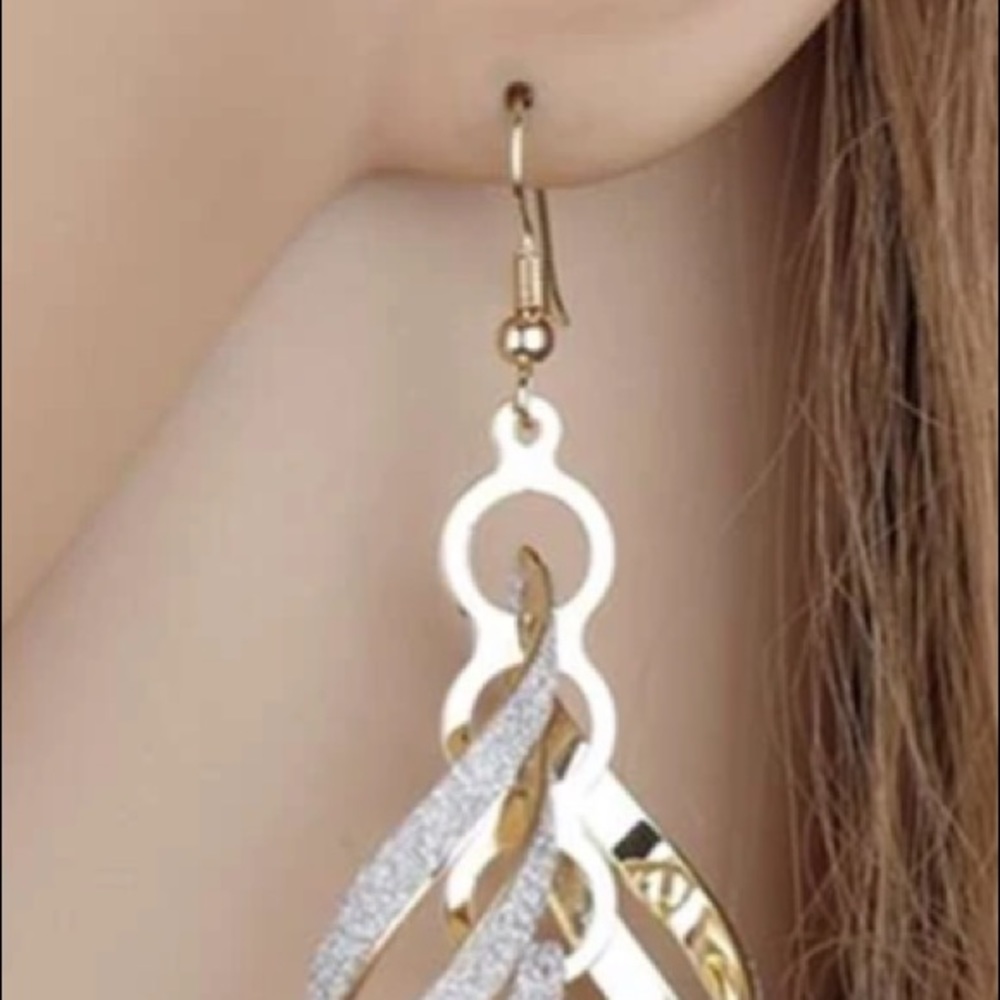 New Glitter Rhombus Drop Earrings